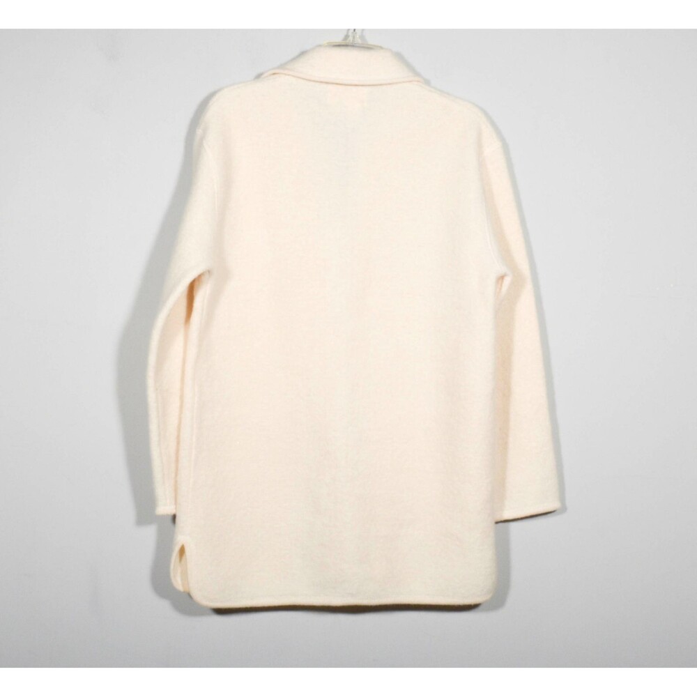 Vintage Caché Zip Up Ivory Cream Boiled Wool Jacket Blazer Zip Pockets Size XS - Picture 3 of 4